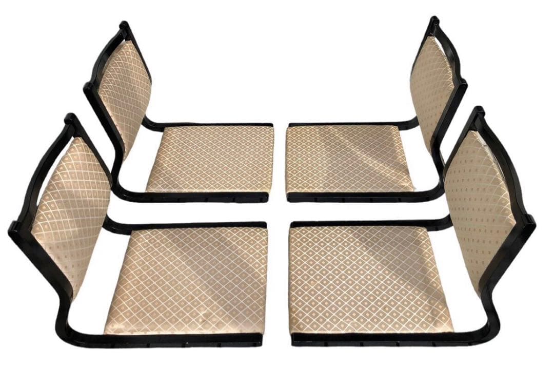 昭和レトロ　黒漆　木製の座椅子4脚/モダン　和室　宴会　椅子　スツール