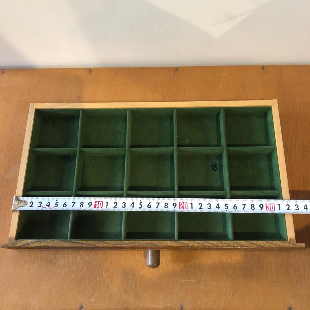 昭和レトロ　木製ジュエリーボックス　3段　鏡付きアクセサリー入れ　小物入れ　木