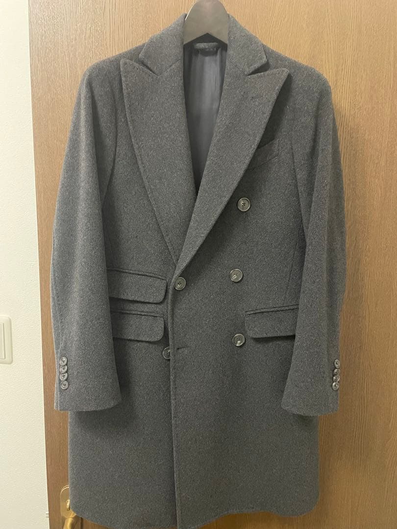 イタリアンウール カシミア混 ダブルコート