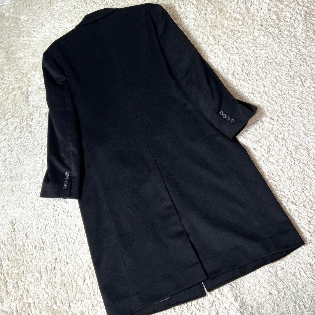 【未使用品】カシミヤ100% ロングチェスターコート ブラック 比翼 Mサイズ