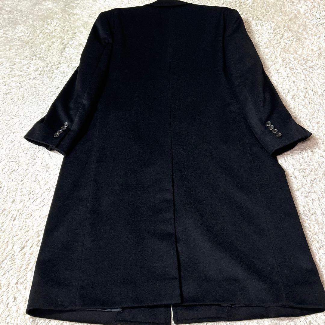 【未使用品】カシミヤ100% ロングチェスターコート ブラック 比翼 Mサイズ