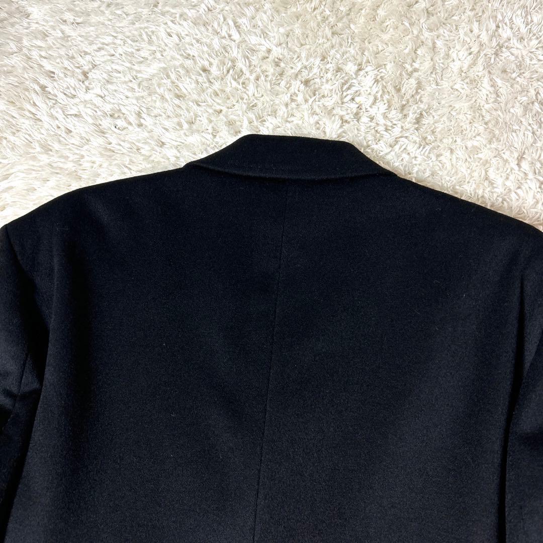 【未使用品】カシミヤ100% ロングチェスターコート ブラック 比翼 Mサイズ