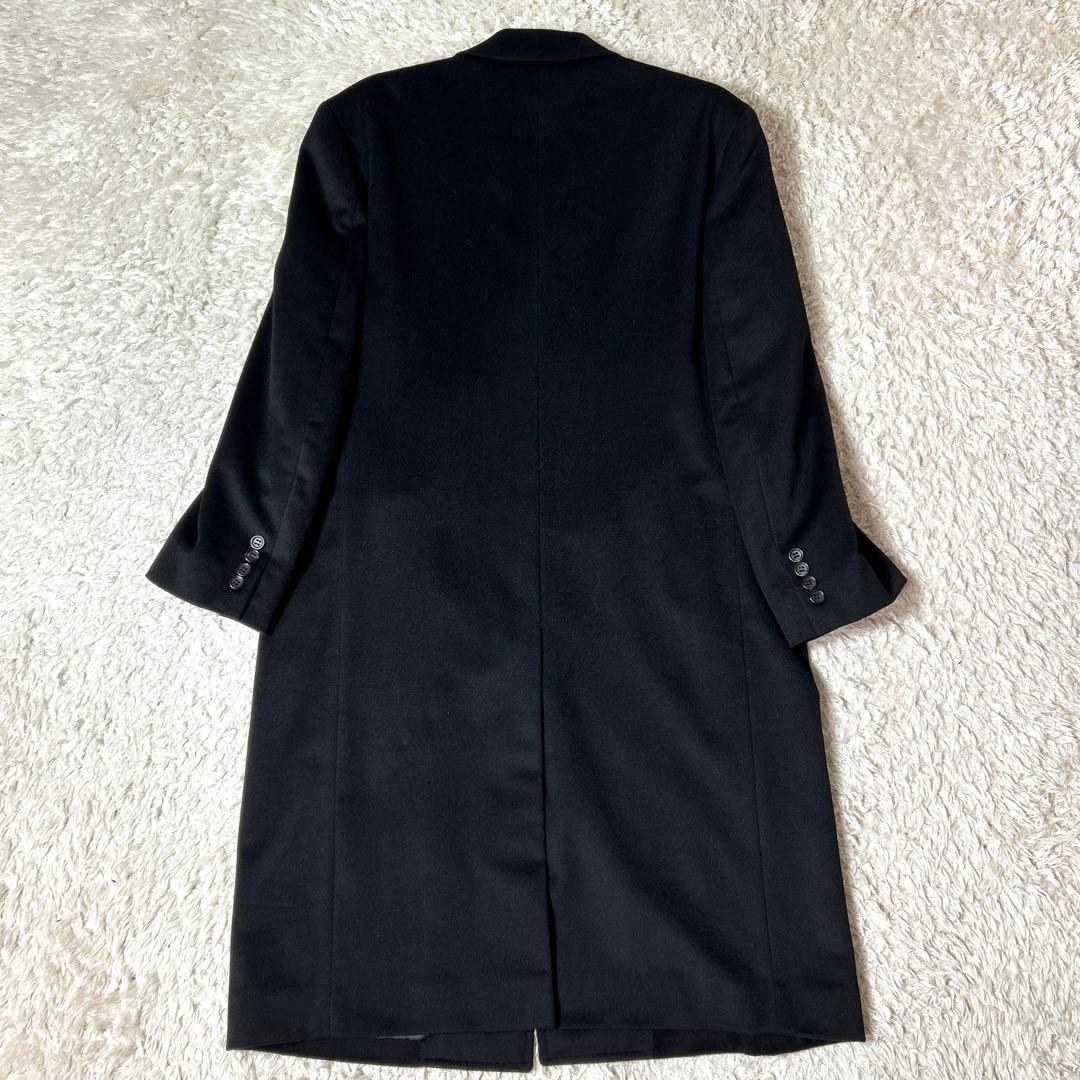 【未使用品】カシミヤ100% ロングチェスターコート ブラック 比翼 Mサイズ