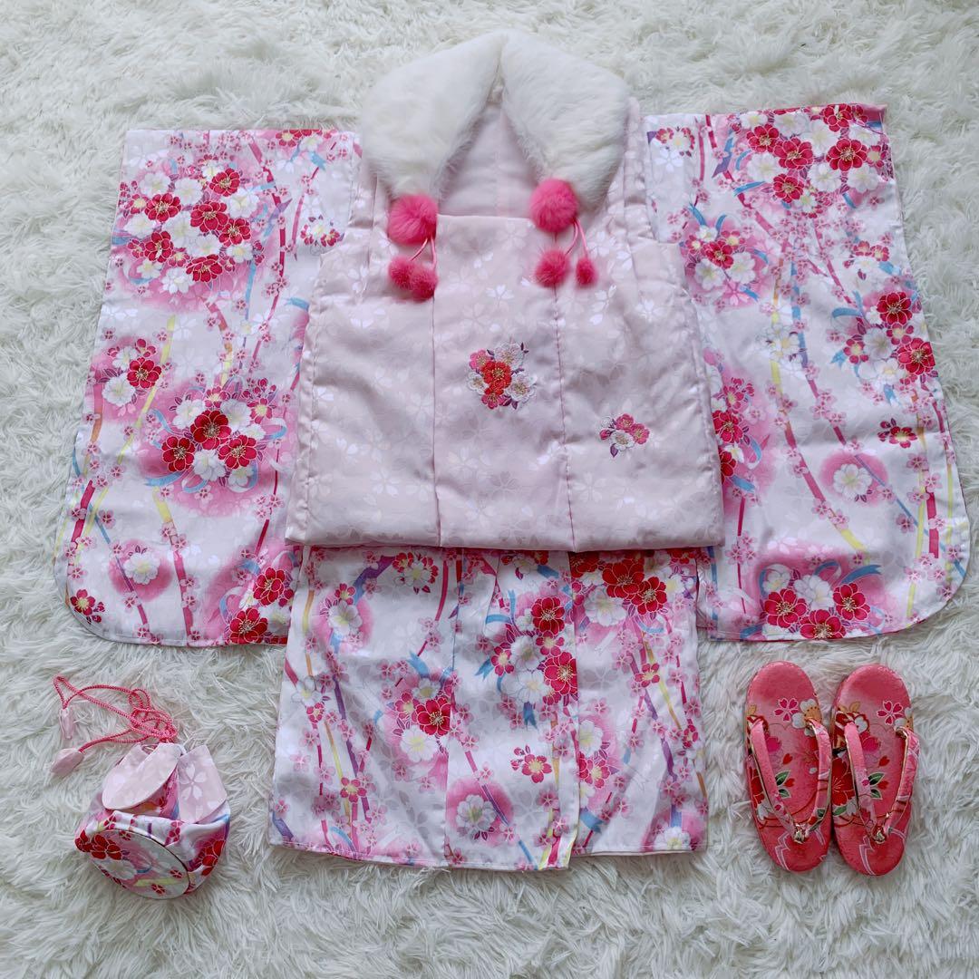 美品　七五三　三歳　被布セット✰ リョウコキクチ　ピンク　リアルファー襟