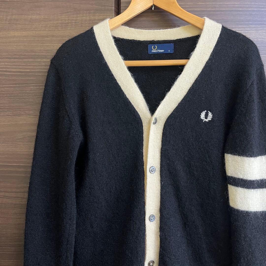 まとめ　00s フレッドペリー モヘア混 カーディガン 月桂樹 S ブラック