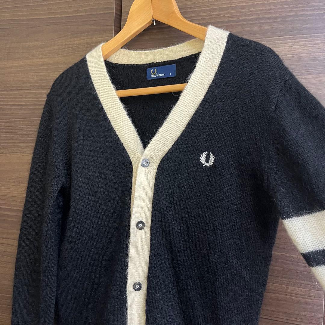 まとめ　00s フレッドペリー モヘア混 カーディガン 月桂樹 S ブラック
