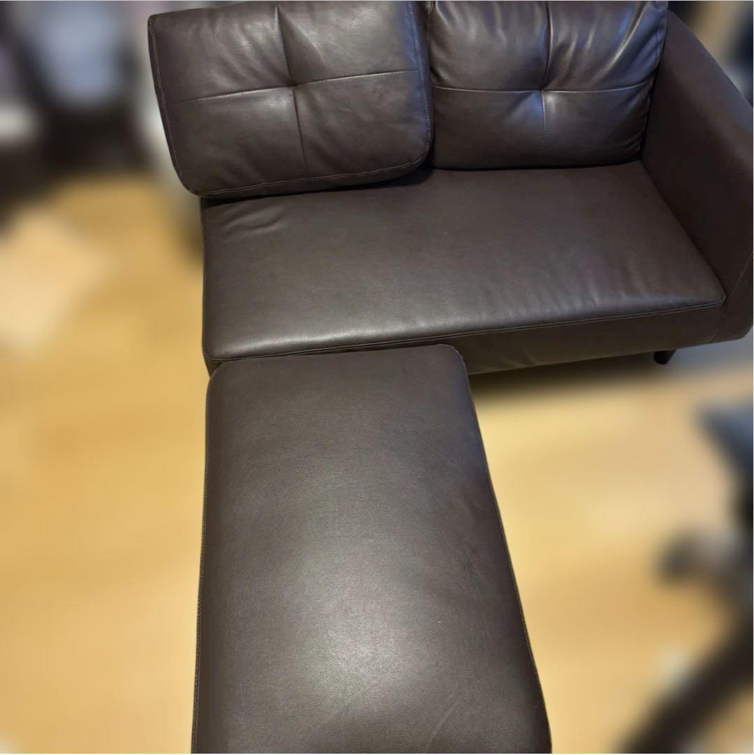 Qooさん　ダークブラウン レザー コーナーソファ