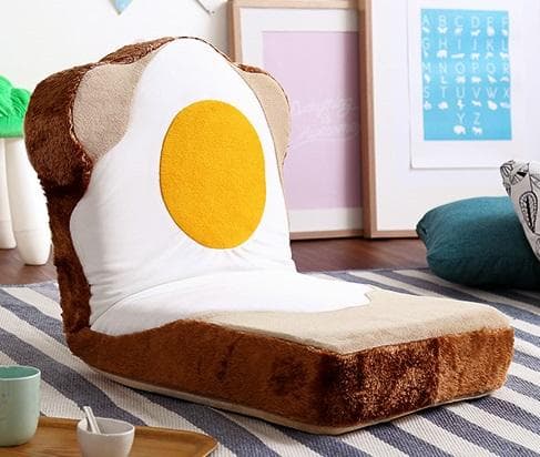 新品 送料込 目玉焼き食パン座椅子 低反発 ふわふわ&洗えるカバー 日本製