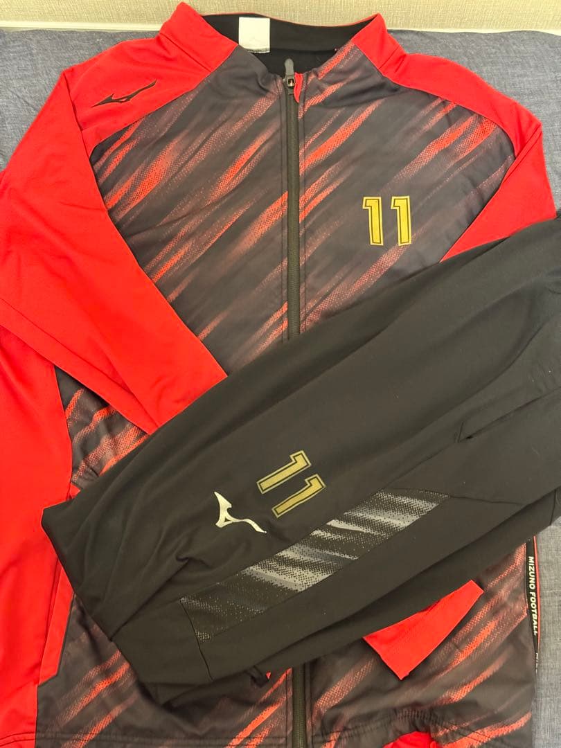 矢板中央ジャージ 赤黒 11番 上下セットアップ