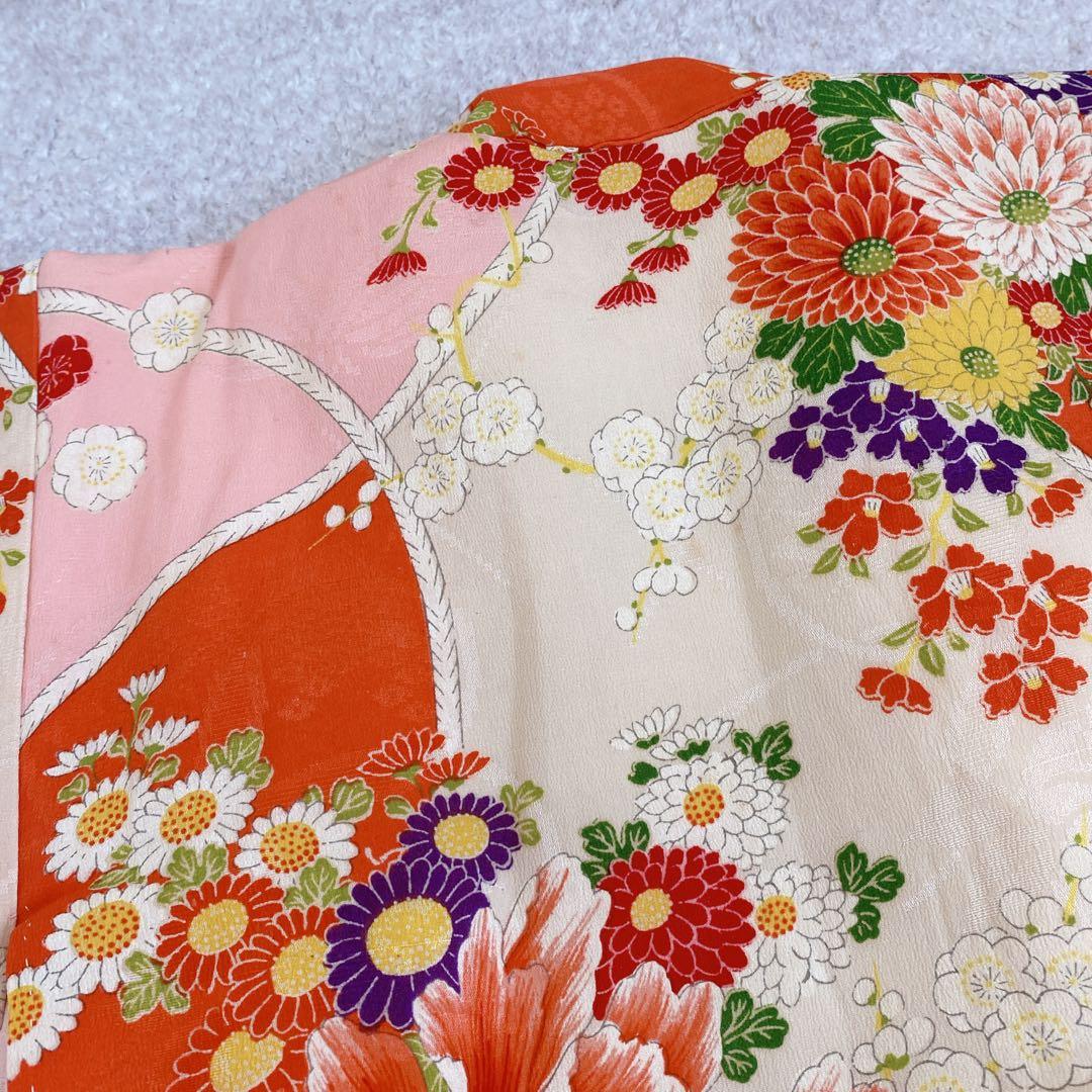 七五三 2歳 3歳 正絹 アンティーク 着物 被布 バッグ 草履 セット