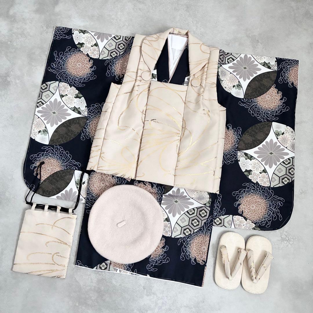 [ネイビー]被布セット　男の子　七五三　3歳