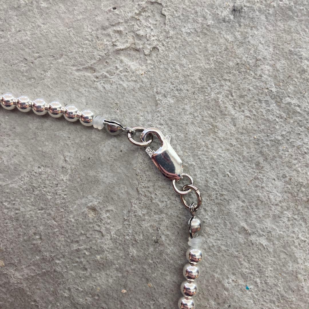 シルバー925製ラウンドビーズネックレス45cmナバホパールボールチェーン