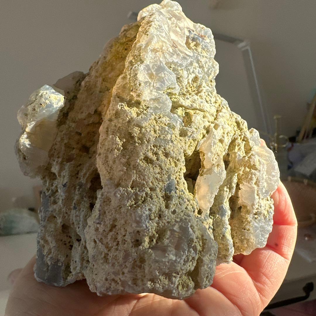 【国産鉱物】青森産　青瑪瑙　原石　ブルーアゲート【特大】1099g