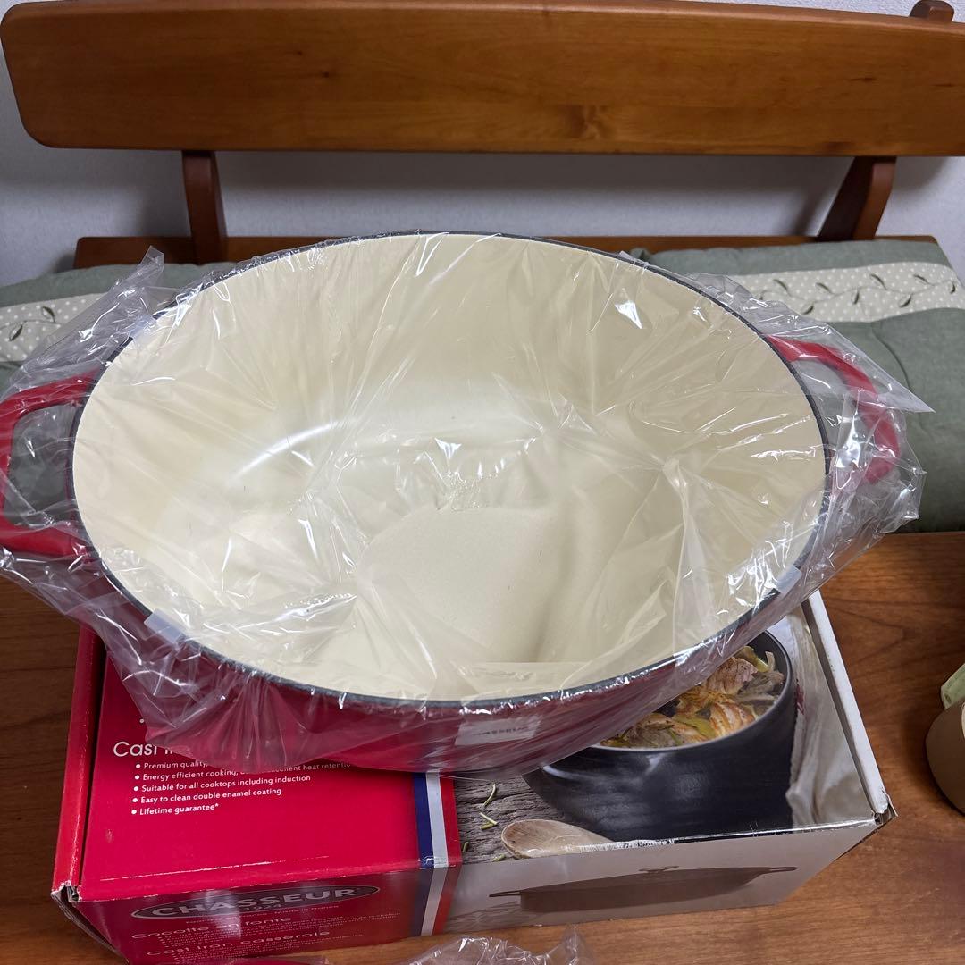 希少カラー 新品 シャスール 35cmオーバル鍋 ドンシェリーレッド