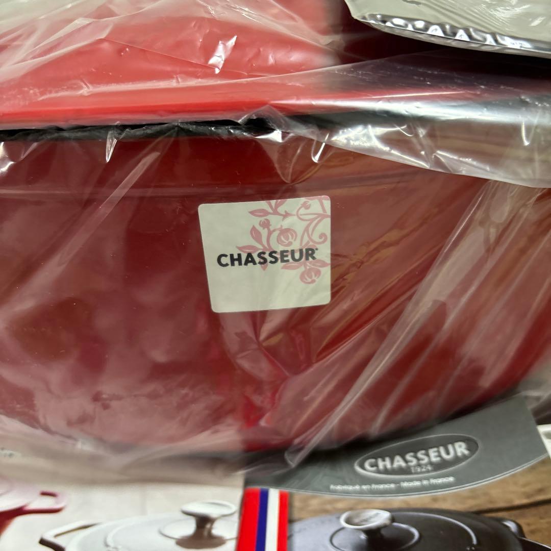 希少カラー 新品 シャスール 35cmオーバル鍋 ドンシェリーレッド