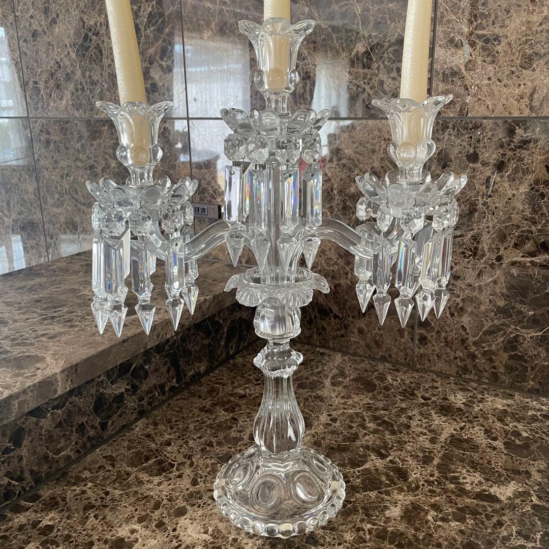 お値下‼️バカラBaccarat キャンドルスタンドメダイヨン.シャンデリア.3灯