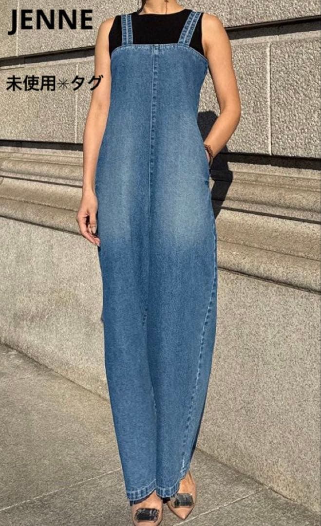 未使用タグ＊JENNE リラックスデニムサロペット　M