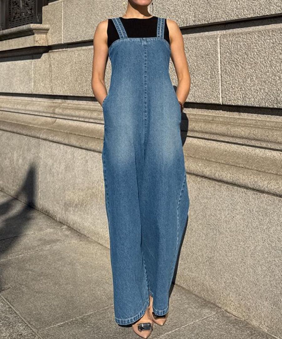 未使用タグ＊JENNE リラックスデニムサロペット　M