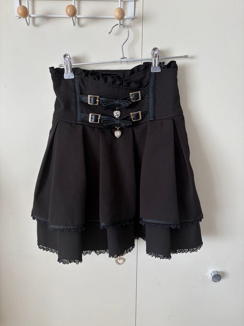 LIZLISA 2連リボンベルトスカパン ブラック タグ付き