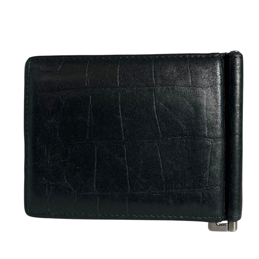 希少品✨サンローラン マネークリップ 札入れ YSL クロコ型押し 黒