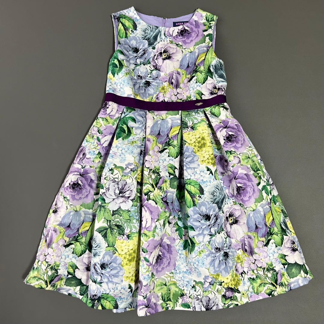 人気モデル＊アナスイミニ ワンピース 花柄 パープル【L】130cm