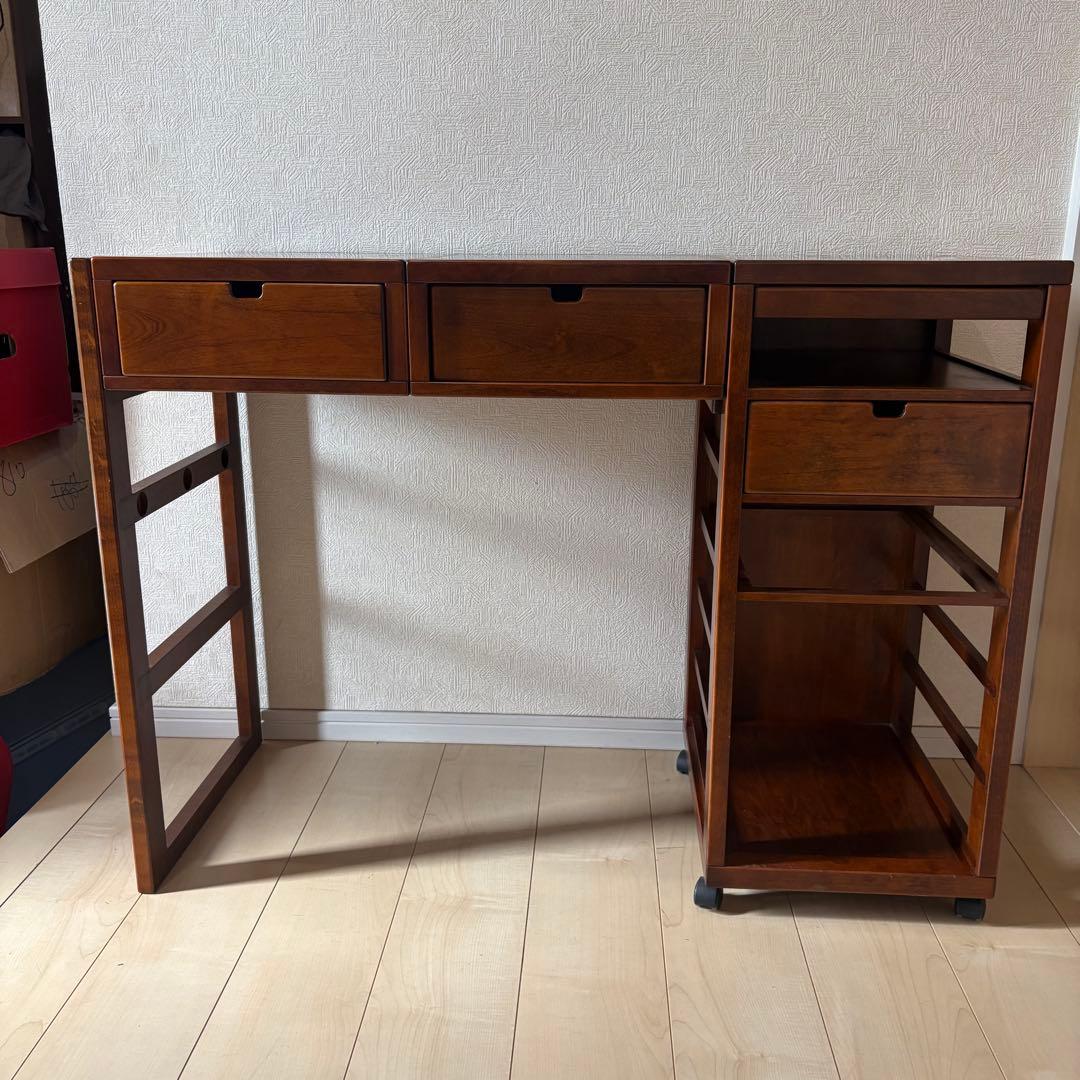 豊岡クラフト Toyooka Craft 双様机　デスク　ワゴン　木製　希少