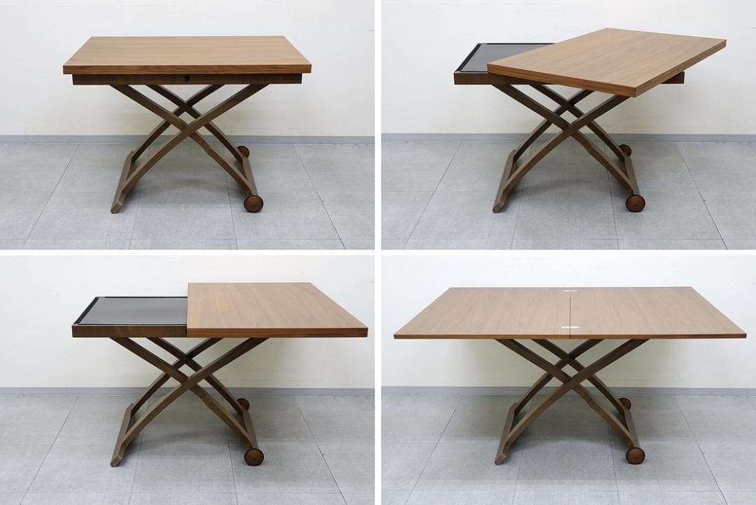 カリガリス コヌビア マスコッティ 伸長式 昇降式 テーブル ウォールナット