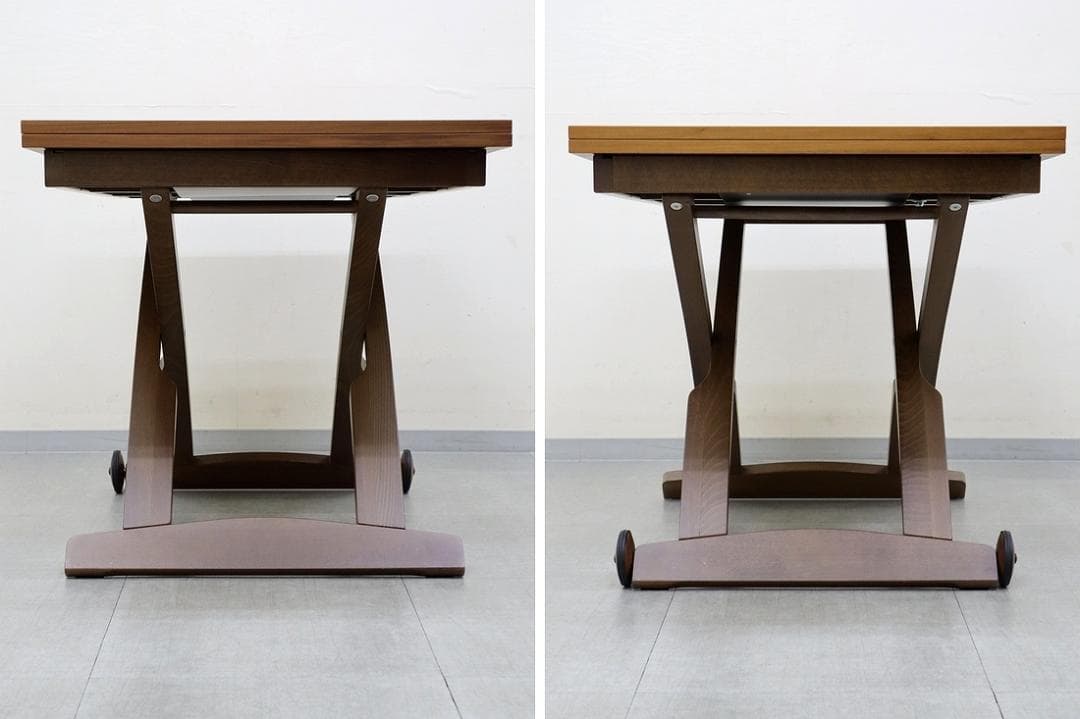 カリガリス コヌビア マスコッティ 伸長式 昇降式 テーブル ウォールナット