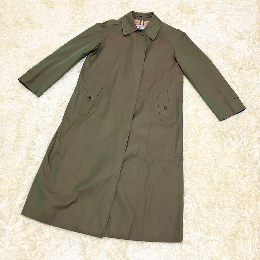 バーバリーズ ステンカラーコート ロング ノバチェック 玉虫色 白タグ