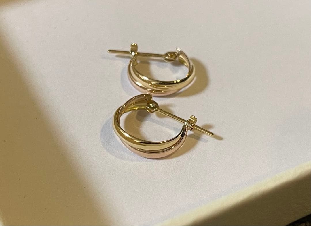 バイカラーピアス K18YG/K18PG イエローゴールド ピンクゴールド 2色