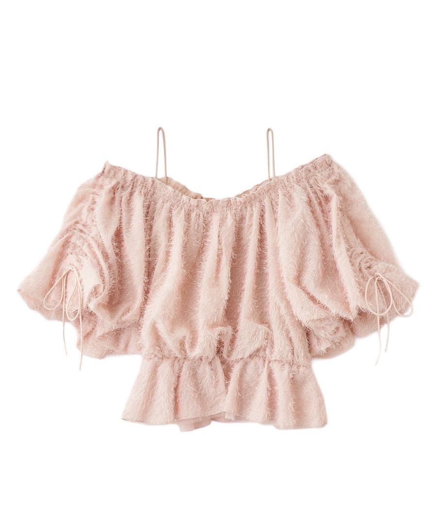 完売　新品タグ付　ココディール　オフショルフラッフィーブラウス　ピンク