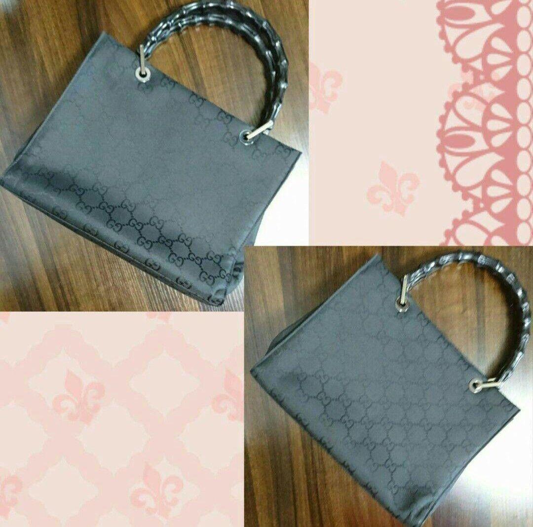 【良品】GUCCI グッチ バンブー トートバッグ GG柄 黒 正規品 男女兼用