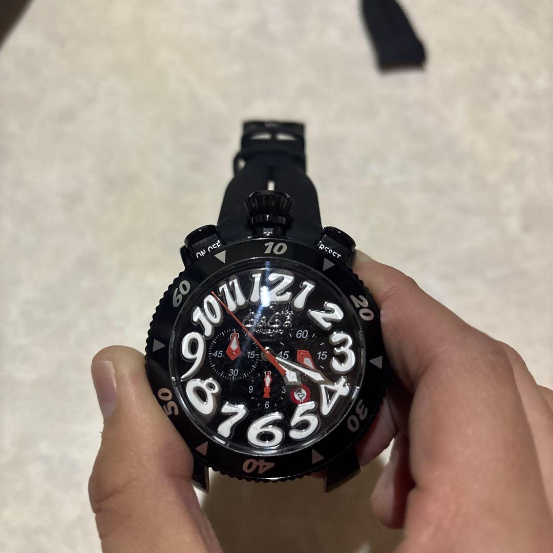 GAGÀ MILANO 時計 ブラックラバーベルト