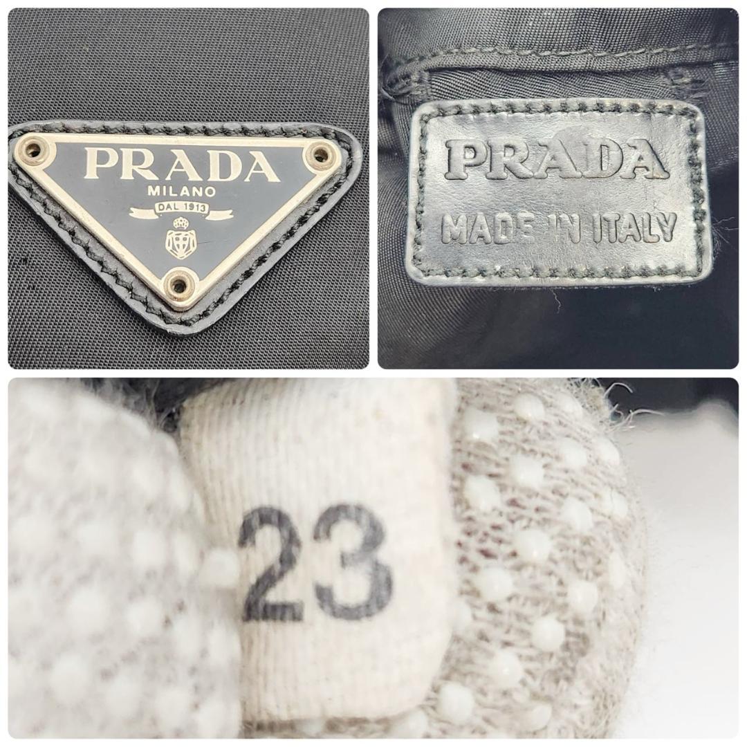 プラダ 巾着ポーチ ナイロン 三角ロゴプレート 近年 ミニバッグ 白タグ 良品