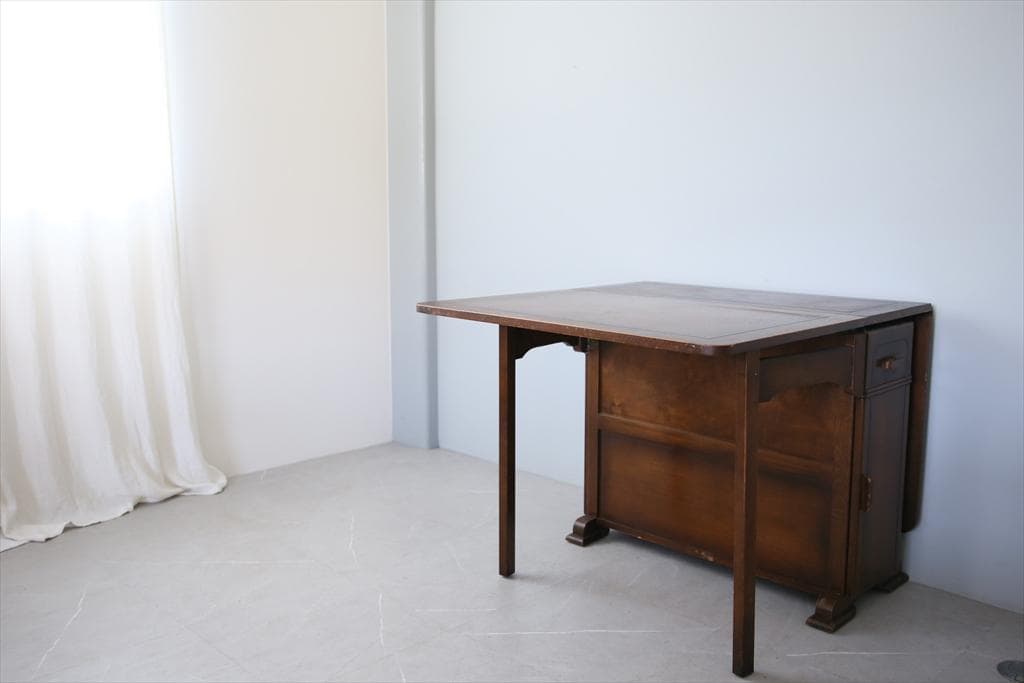 英国アンティーク木製ゲートレッグテーブル/ダイニング机/バタフライ(89-127