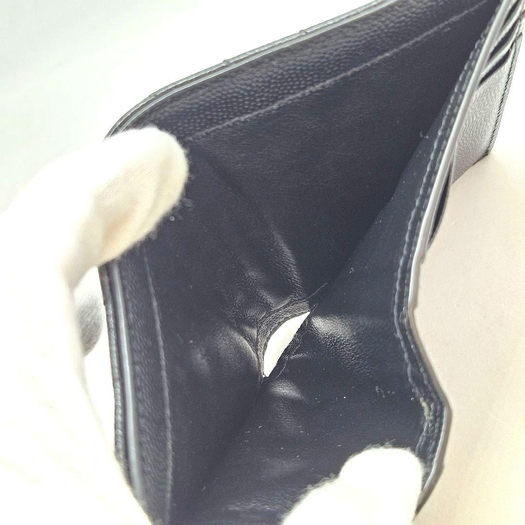 サンローラン 三つ折り財布 キャビアスキン カサンドラ Vステッチ