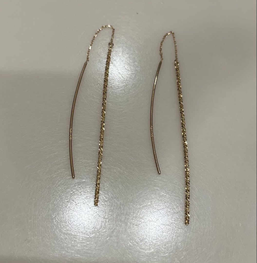 COCOSHNIK K10クリスクロスチェーン ピアス　ココシュニック