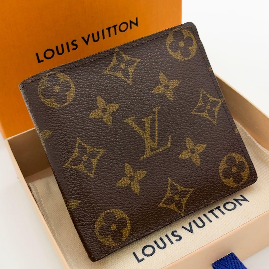 美品★定価8万★ルイヴィトン モノグラム マルコ 二つ折り財布 メンズ