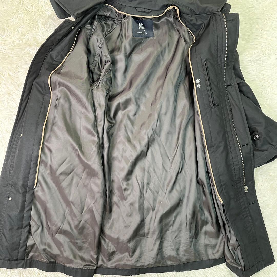 BURBERRY✨フード付きステンカラーコート ライナーダウン付　ブラック　L