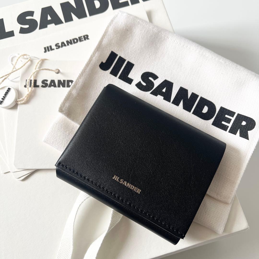 ジルサンダー　ORIGAMI　三つ折り財布　レザー　黒　ブラック　ユニセックス