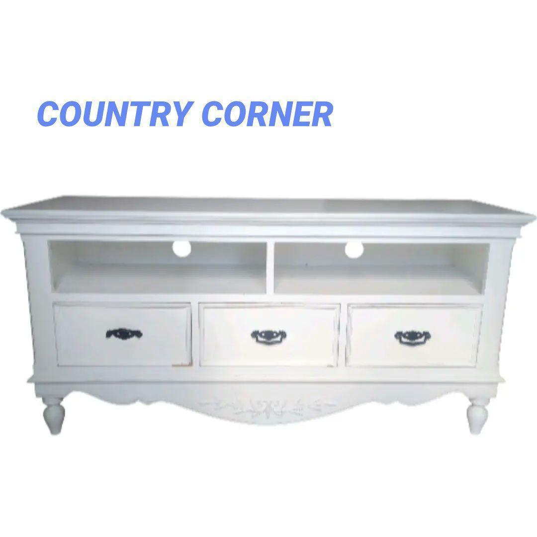 【送料込み】カントリーコーナー 仏製風フレンチ白キャビネット