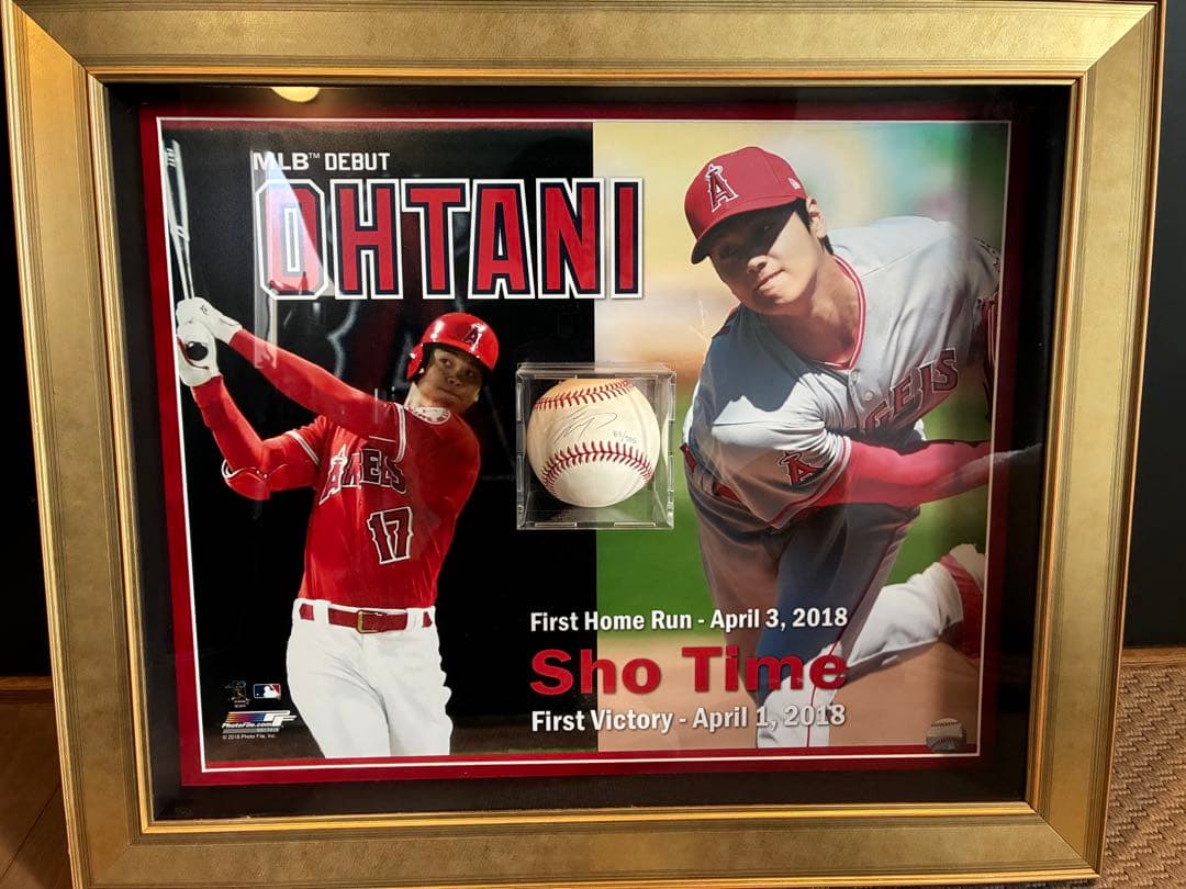 2018年MLBデビュー　大谷翔平　額縁付き直筆サインボール