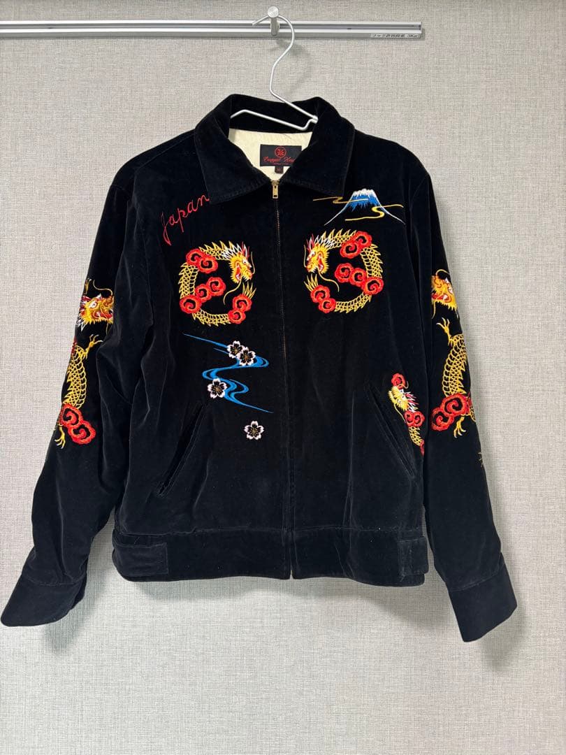 CROPPED HEADS スカジャン M 黒 日本地図 ベロア 古着