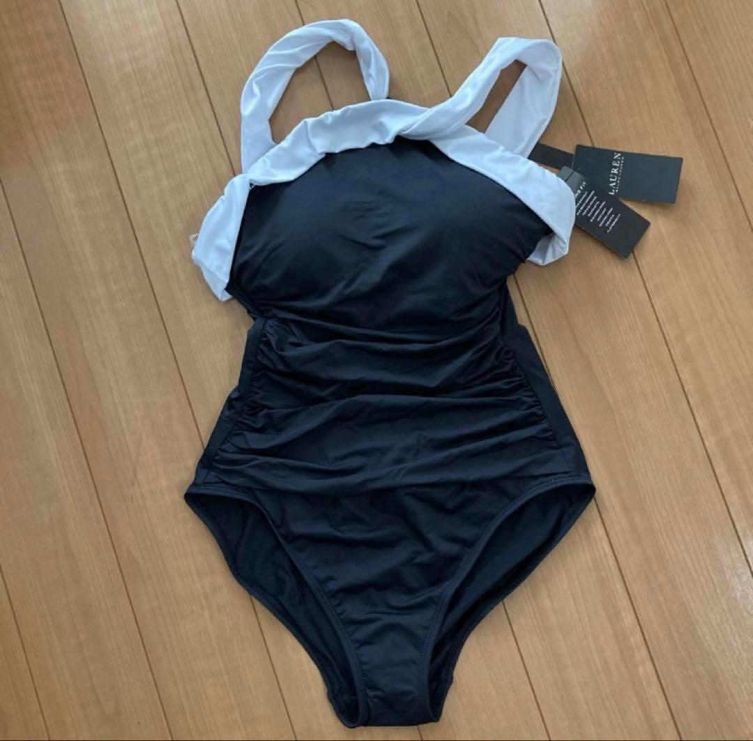 【新品タグ付】ラルフローレン ワンピース水着 黒と白