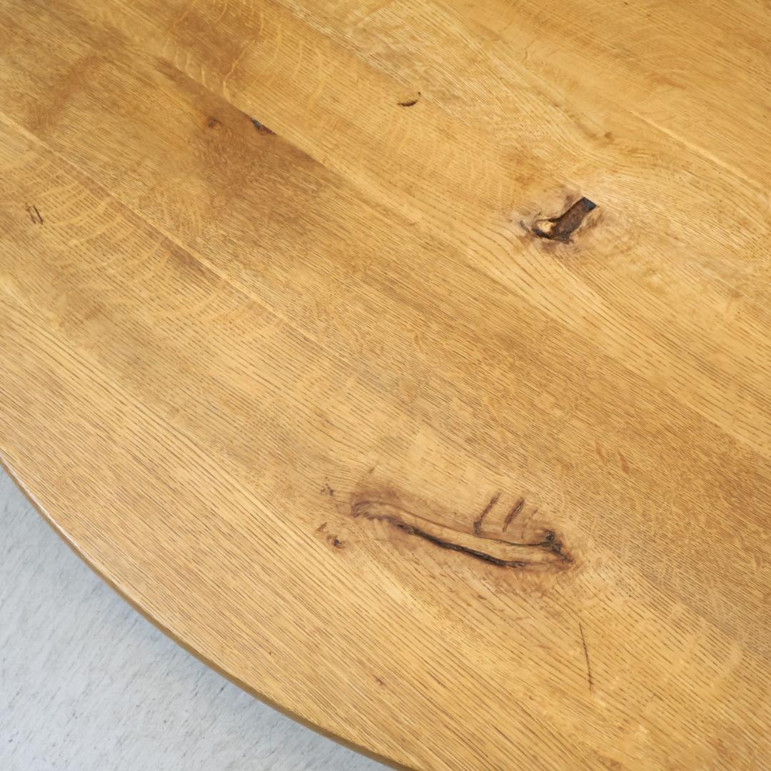 飛騨産業 キツツキ 森のことば オーク無垢材 節入り 半円形リビングテーブル