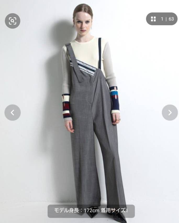 新品AULA AILA サロペットASYMMETRY SALOPETTEグレー1