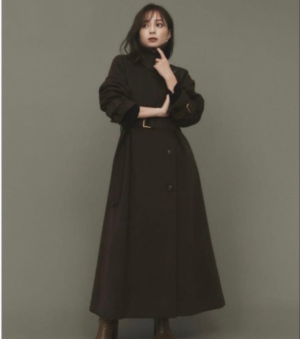 アニュアンス anuans ウールロングトレンチコート ブラウン