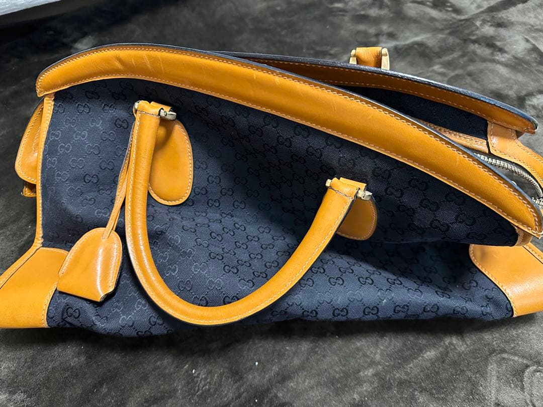 ジャンク品 GUCCI トラベル用ボストンバッグ(GG柄×キャンパスレザー)