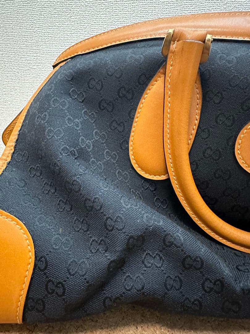 ジャンク品 GUCCI トラベル用ボストンバッグ(GG柄×キャンパスレザー)