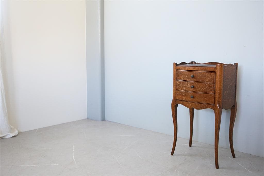 フランスアンティーク木製ベッドサイドキャビネット/ナイトテーブル90-143-3